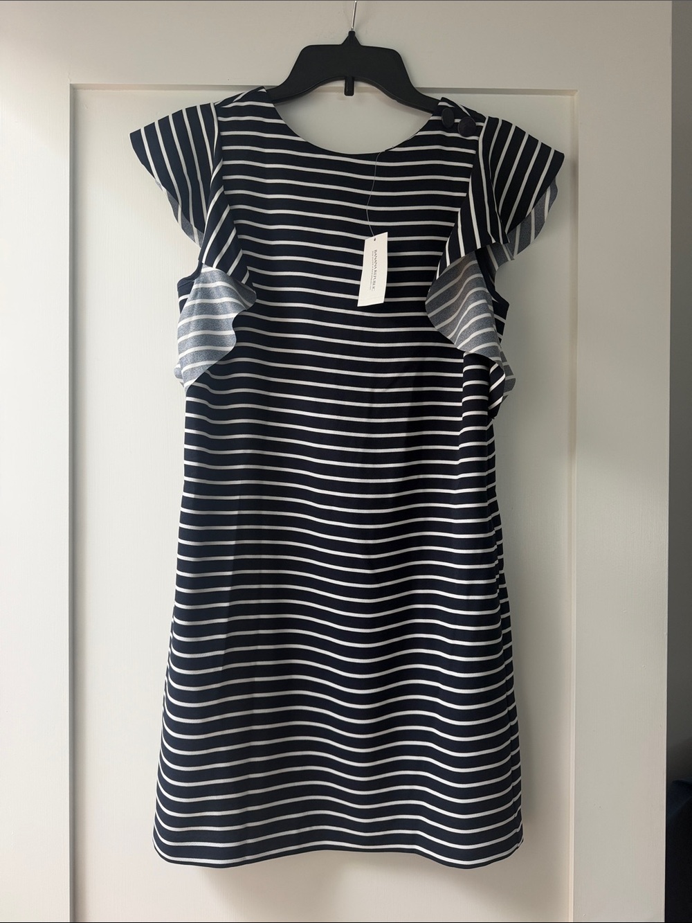 BNWT Striped Navy & White Ruffle Sleeve Dress